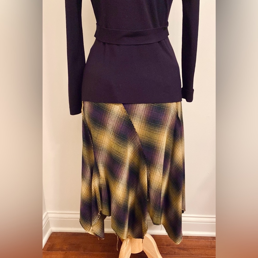 Anne Klein VTG 90s Black Leather Purple SZ 4P Whimsigoth Dark Academia Skirt Set - Picture 10 of 16
